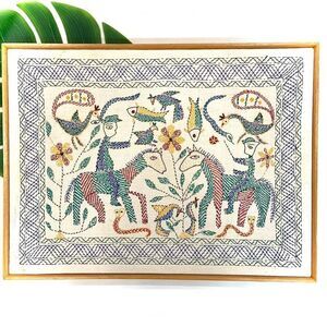 KANTHA Stitch Embroidered Wall Art from Bangladesh